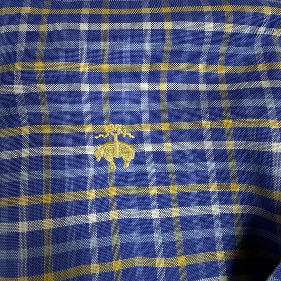 Brooks Brothers Casual Button Up Men's XL Blue Yellow White Plaid Supima Casual - Picture 4 of 5